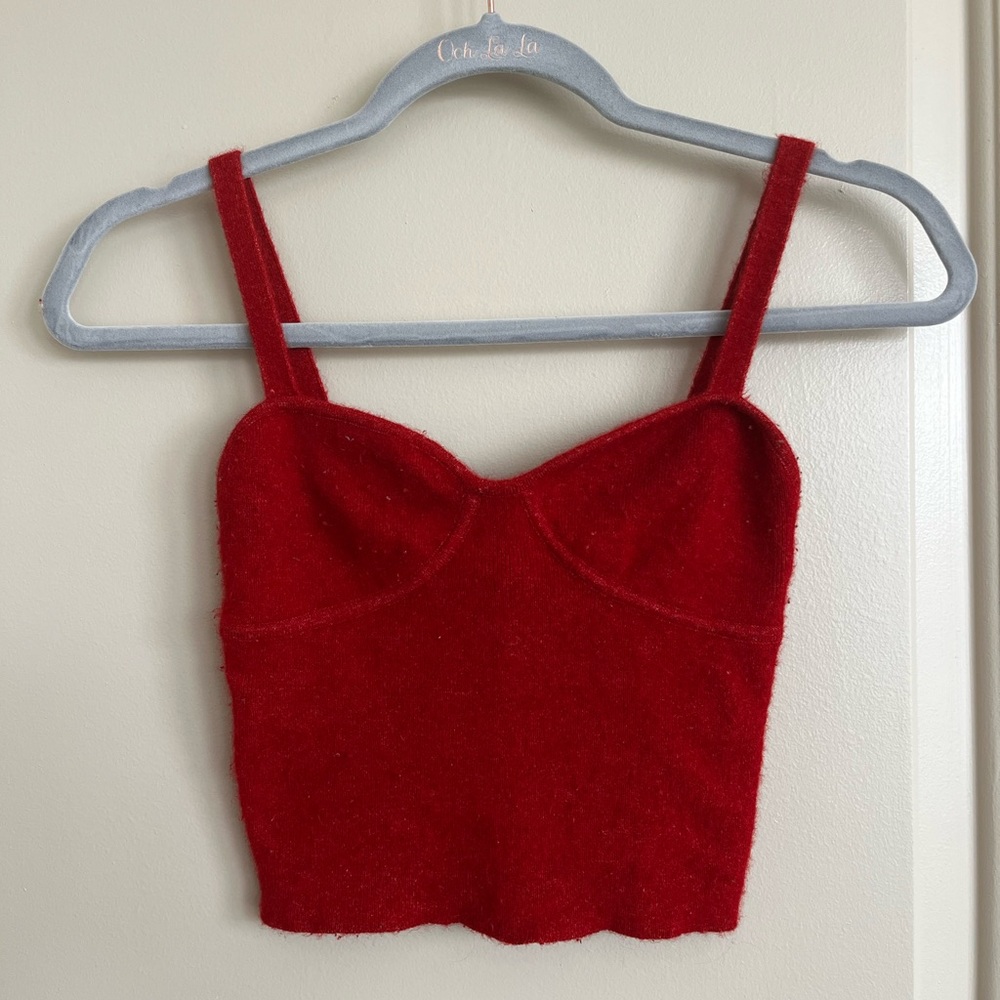 Aritzia Wilfred Red Crop Top